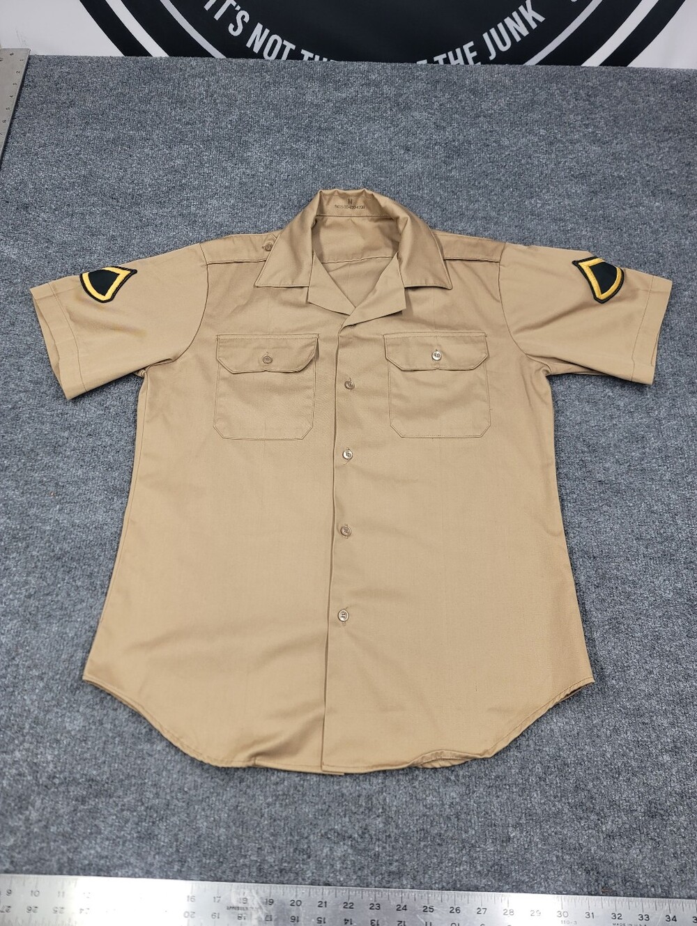 Vintage 70’s US Army Khaki Tan Private First Class Dress Shirt Size M